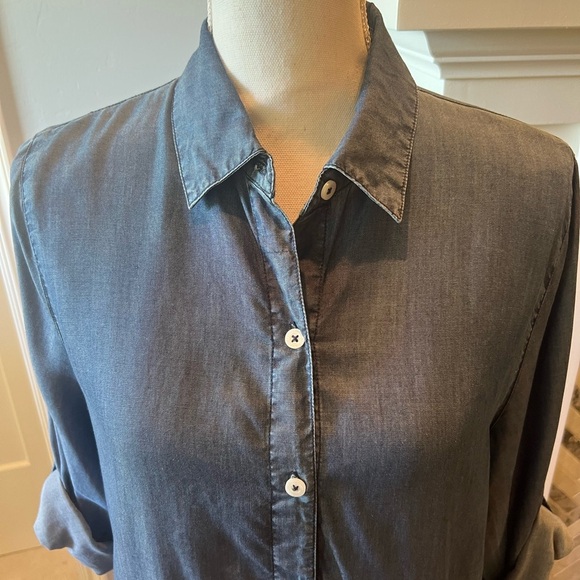 Tommy Bahama 100% Tencel Blue Button-Up Shirt Dress Size S/P Front Pockets - Picture 2 of 13